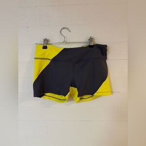 Rabbit Running Shorts Neon Yellow Gray MD Zip Pocket Athletic